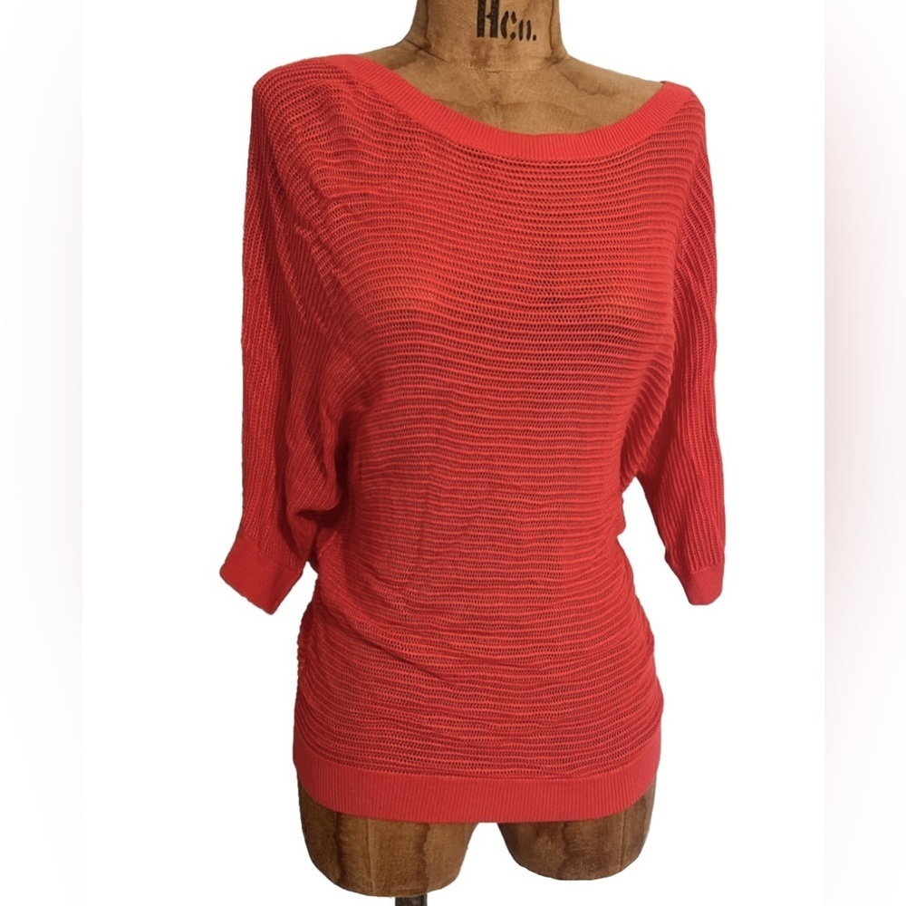 Express Salmon Off-the-Shoulder Sweater with Ribbed Knit EUC S